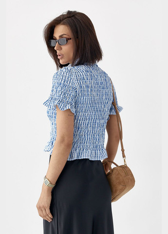 Синіти смугаста блуза з ефектом жатки Lurex