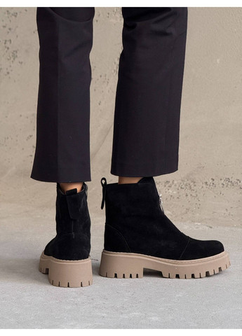 Осенние стильные женские ботинки No Brand с молнией из натуральной замши