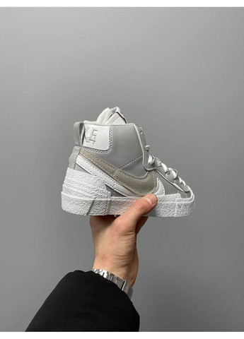 КРОСІВКИ ЖІНОЧІ NIKE BLAZER MID X SACAI GREY WHITE V2 НАЙК БЛЕЙЗЕР No Brand сірі демісезони (368859541)
