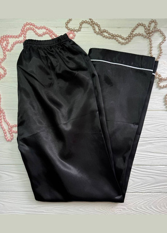 Черная всесезон женская пижама костюм для дома рубашка брюки материал атлас цвет ( ) No Brand