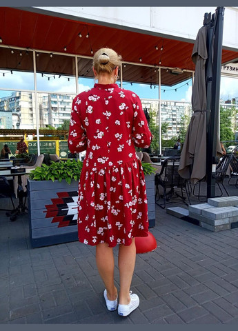 Малинова кежуал плаття-туніка кольору вишня 2 Льва