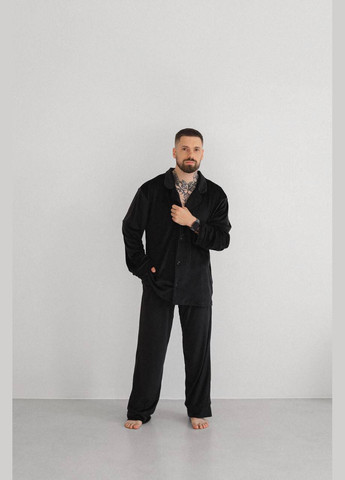 Чоловіча піжама з велюру колір чорний р.L 449793 New Trend (282933136)