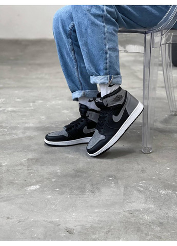Серые демисезонные кроссовки мужские nike air jordan 1 retro high black grey найк аир джордан No Brand