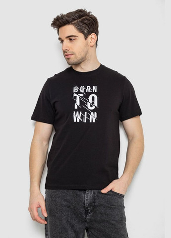 Черная футболка мужская с принтом черная размер l (sku_241r1901) с коротким рукавом No Brand