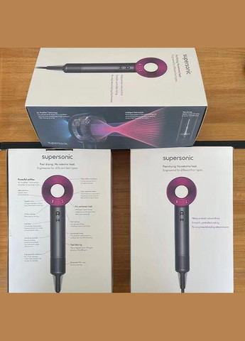 Фен стайлер для волосся 5 в 1 Supersonic Premium Magic Hair 1600 Вт 5 насадок Рожевий (код: HD07P ) Kemei (331613570)