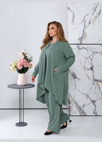 Жіночий костюм трійка колір оливка New Trend (304645821)