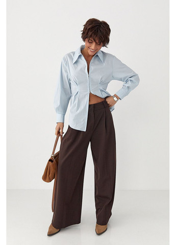 Классические однотонные брюки-палаццо со складками Lurex (367007639)