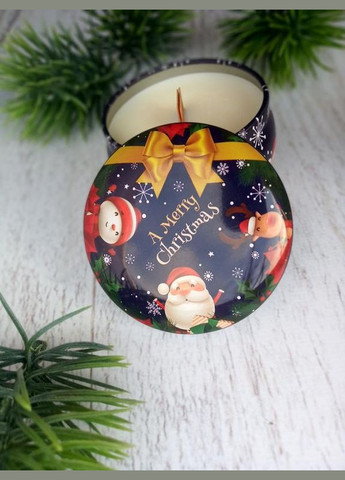 Новорічна соєва ароматична свічка з дерев'яним фітілем об'єм 80 мл аромат апельсин + шоколад Lucky Soap (314693740)