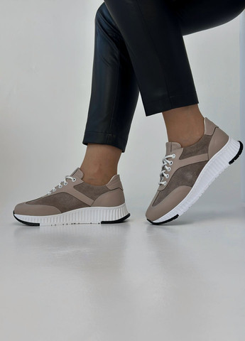 Кроссовки женские кожаные Sherlock Soon кофейные демисезоны (303543585)