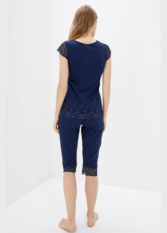Синя всесезон бавовняна піжама з бриджами футболка + капрі MiaNaGreen П1113 blue