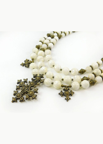 Эксклюзивные бусы "Августа" Перламутр, 3 ряда Fursa fashion (322316317)