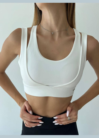 Топ з застібкою на спині та чашками, молочного кольору, розмір L Trends (330757738)