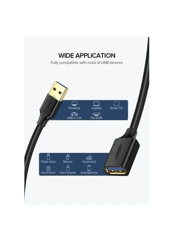 Дата кабель USB 3.0 AM/AF 1.0m US129 black (10368) Ugreen (396693275)