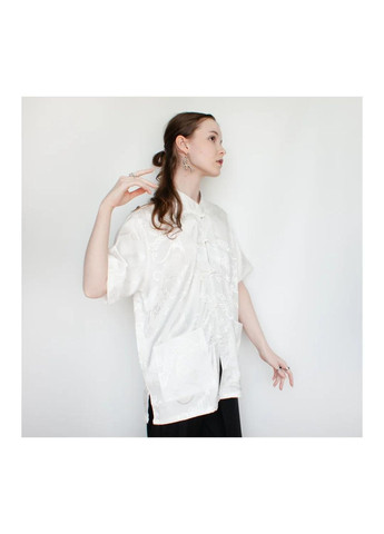 Белая праздничный, коктейльный, классическая, карнавальный, повседневный, кэжуал, джинсовая, вечерний рубашка дракон No Brand с коротким рукавом