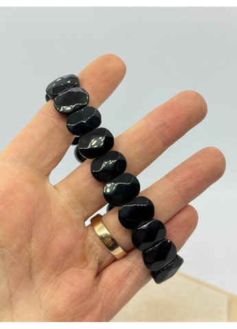 Браслет з обсидіану 15*10.5 мм 9 см Чорний No Brand (372467949)