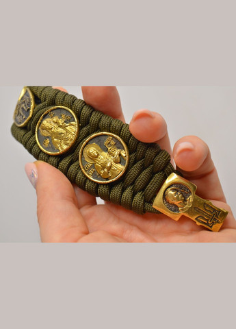 Браслет із застібкою козак архангелом та чотирма образами ручне лиття + брелок у подарунок No Brand (341738961)