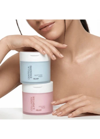 Отшелушивающие тонер-пады Collagen & Peptide 60 шт для очищения и пилинга кожи с коллагеном и пептидами. Hillary (387353461)