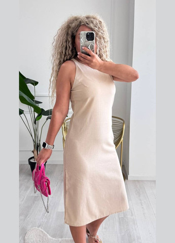 Світло-бежева повсякденний, кежуал жіноча сукня Style Point однотонна