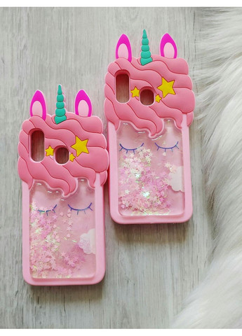 Чохол для Galaxy А40 2019 A405 Єдиноріг з блискітками рожевий силіконовий 3d Samsung (360896336)