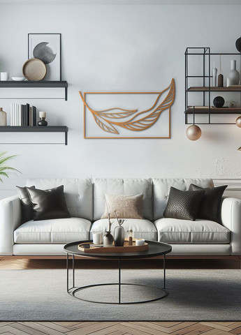 Настінний декор для дому, декоративне панно з дерева "Листок мінімалізм", картина лофт 80х50 см Woodyard (292112595)