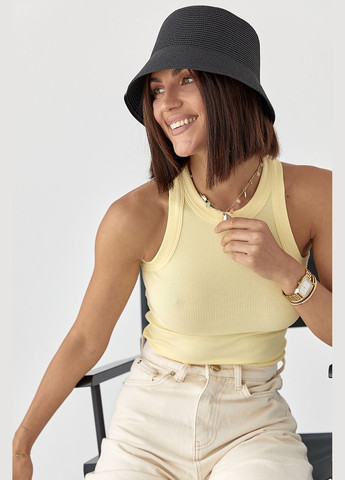 Майка приталена в рубчик - лимонний колір Lurex — 340917588