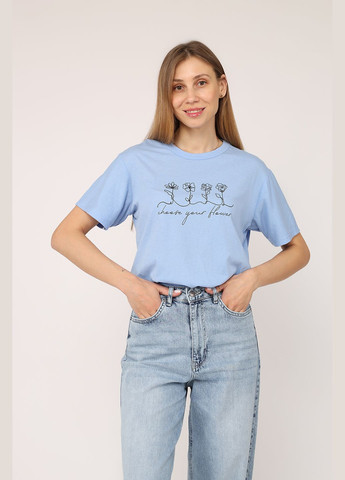 Футболка с коротким рукавом женская цвет голубой CB-00272845 Yuki - (333801877)