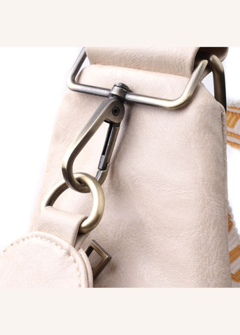 Стильная женская сумка из экокожи с акцентом на текстильную лямку 22774 Белый Vintage (331910239)