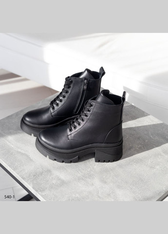 Комбинированные демисезонные женские кожаные ботинки No Brand