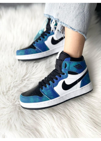 Білі Осінні кросівки чоловічі nike air jordan 1 retro high tie-dye v2 найк аір джордан No Brand