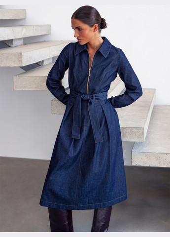 Темно-синее кэжуал джинсовое платье темно-синего цвета Dressa однотонное