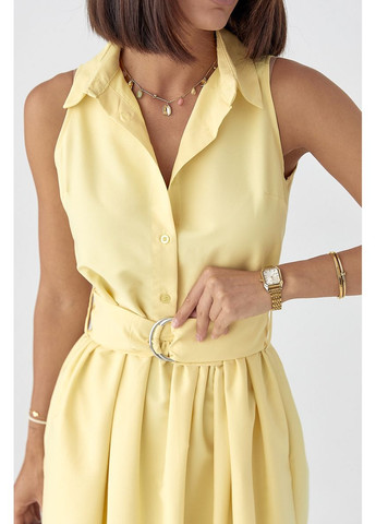 Жовтий повсякденний бавовняна сукня з комірцем Lurex однотонна