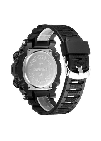Мужские наручные кварцевые часы 1887 (Черный с белым циферблатом) Skmei (314484070)