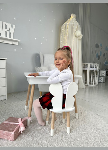Дитячий столик і стільчик метелик білий. Столик із нішею для олівців і розмальовок No Brand (361259117)