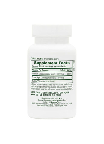 Вітаміни та мінерали Vitamin C 500 mg, 90 таблеток Natures Plus (322293071)