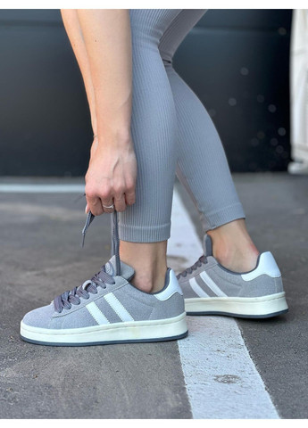 Серые практичные женские кеды серый цвет эко-замш высокого качества No Brand