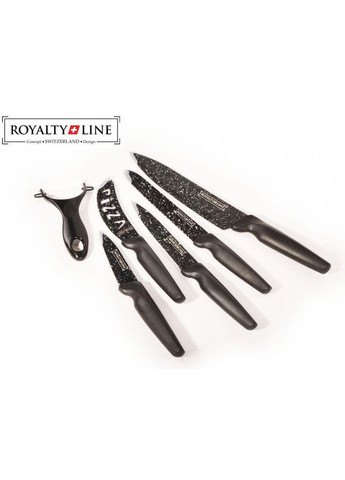 Набор ножей RLMB5N (5 ножей, овощечистка, нержавеющая сталь, качественный швейцарский, черный) Royalty Line (311196815)