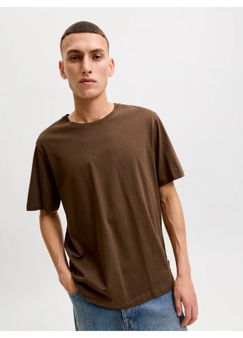 Коричневая футболка из хлопка оверсайз Jack & Jones