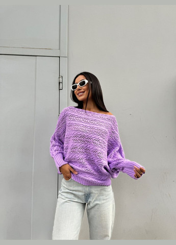 Сиреневый демисезонный легкий женский свитер сиреневого цвета 30283 No Brand