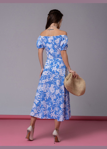 Голубое повседневный платья ISSA PLUS с цветочным принтом