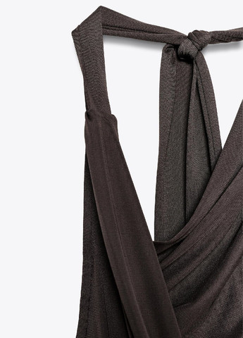 Темно-коричнева сукня Zara однотонна