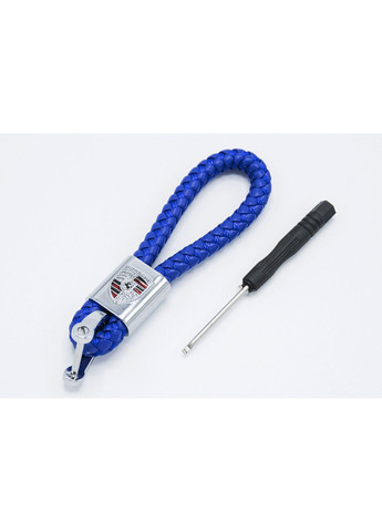 Брелок для авто ключів (Порше) шкіряний плетений (синій) Porsche (360949422)