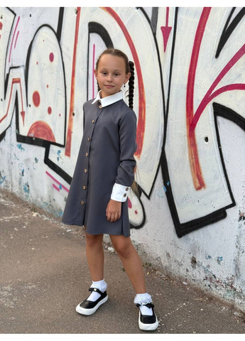 Графітова дівчача шкільна сукня FINO Mode (353501826)
