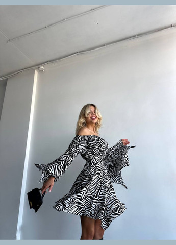 Чорно-білий кежуал жіноча сукня софт No Brand зебра