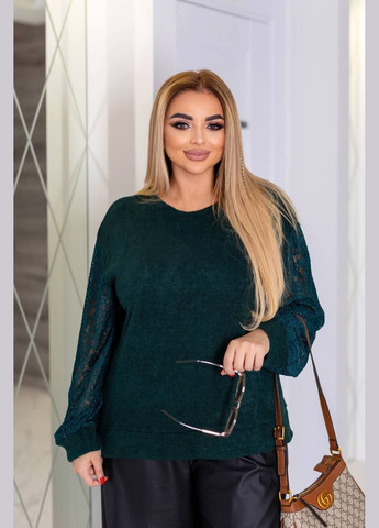 Темно-зелений светр з мереживом No Brand