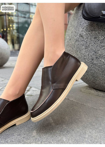 No Brand Лоферы кожаные шоколадные высокие с бежевой подошвой лоферы коричневый з натуральная кожа, — демисезон (362946179)