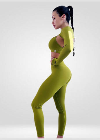 Костюм для фитнеса женский 3 в 1 лосины пуш ап майка и топ LILAFIT (283324422)