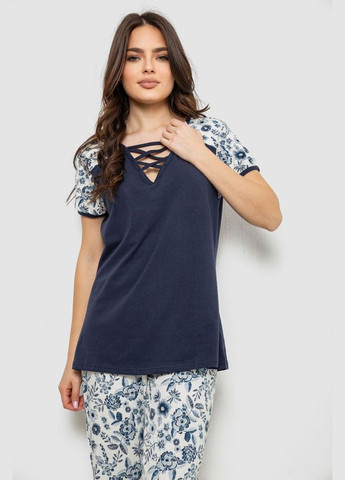 Синя всесезон жіноча піжама з принтом Fashion