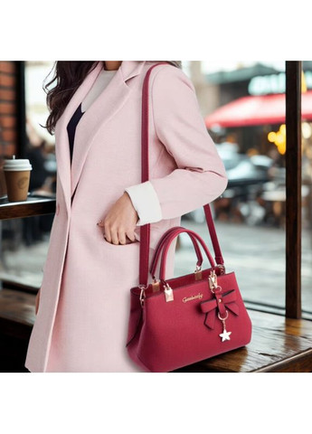 Жіноча елегантна класична сумка Grace містка модель з ручками бантом і підвіскою LR 2811 BRG No Brand (370598370)