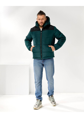 Изумрудная мужская зимняя куртка с капюшоном и синтепоном — замеры в описании GD/GL Модний простір