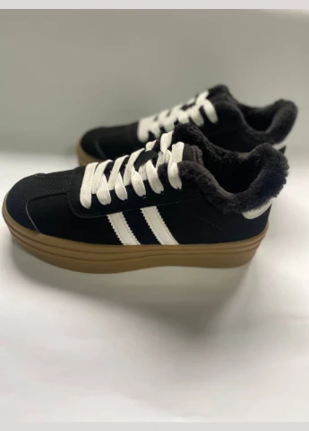 Кросівки жіночі чорний замш зимові No Brand чорно-білі зими (314807042)